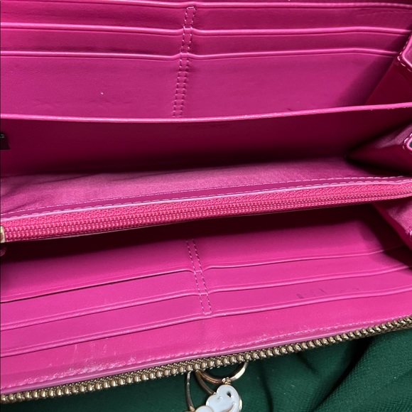 COACH Heritage Tattersall Graffiti zip-around long wallet in gold/beige/pink - Picture 3 of 7